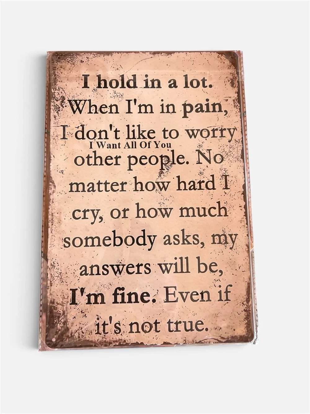 Wall Sign Plaque - Rust Brown 'I'm Fine' Quote